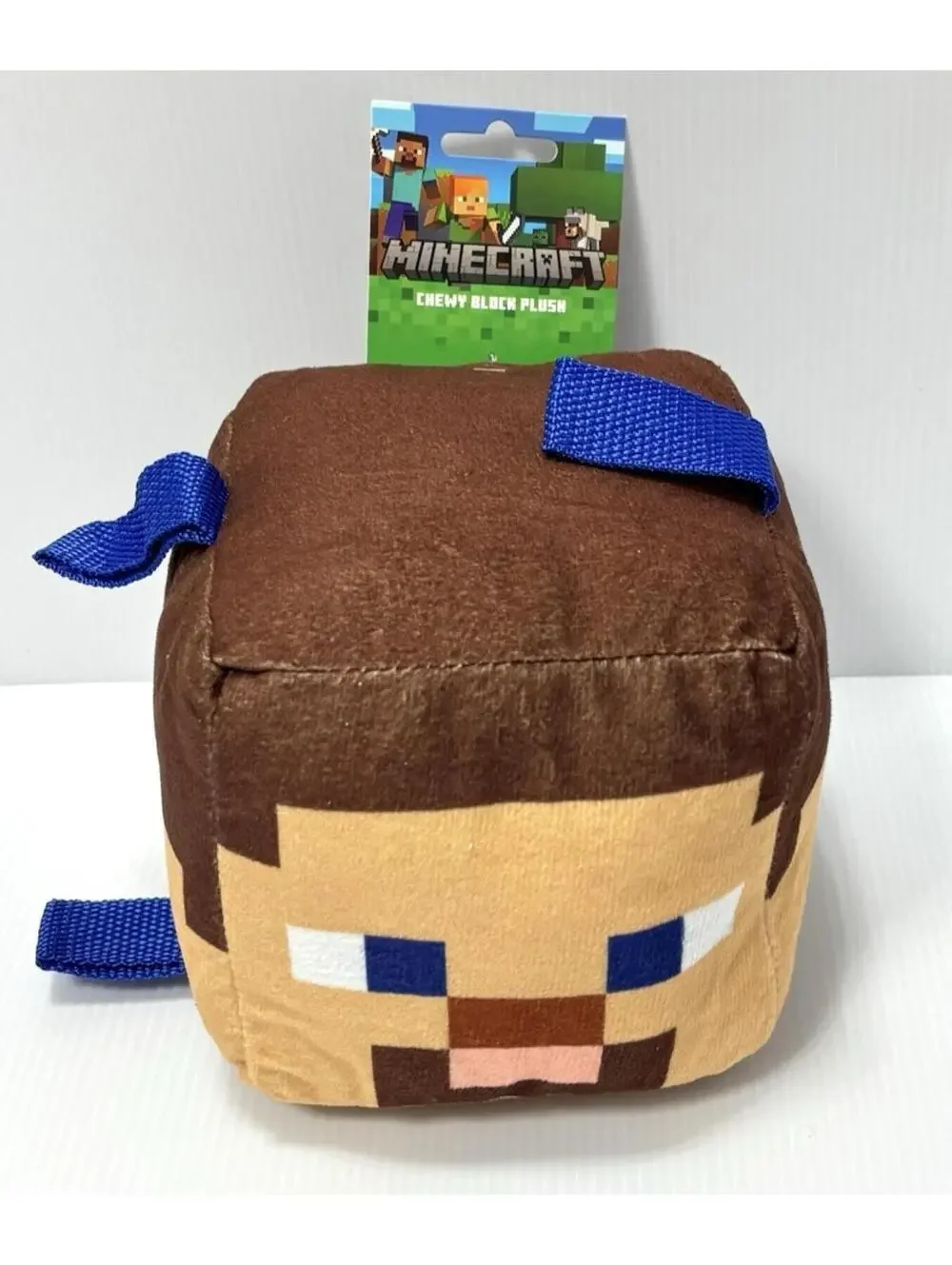 Minecraft Steve Chewy Block Plush, Square Stuffed Dog Toy Mojang NWT